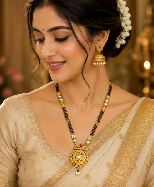 Traditional gold mangalsutra design from Maheshwari Jewellers